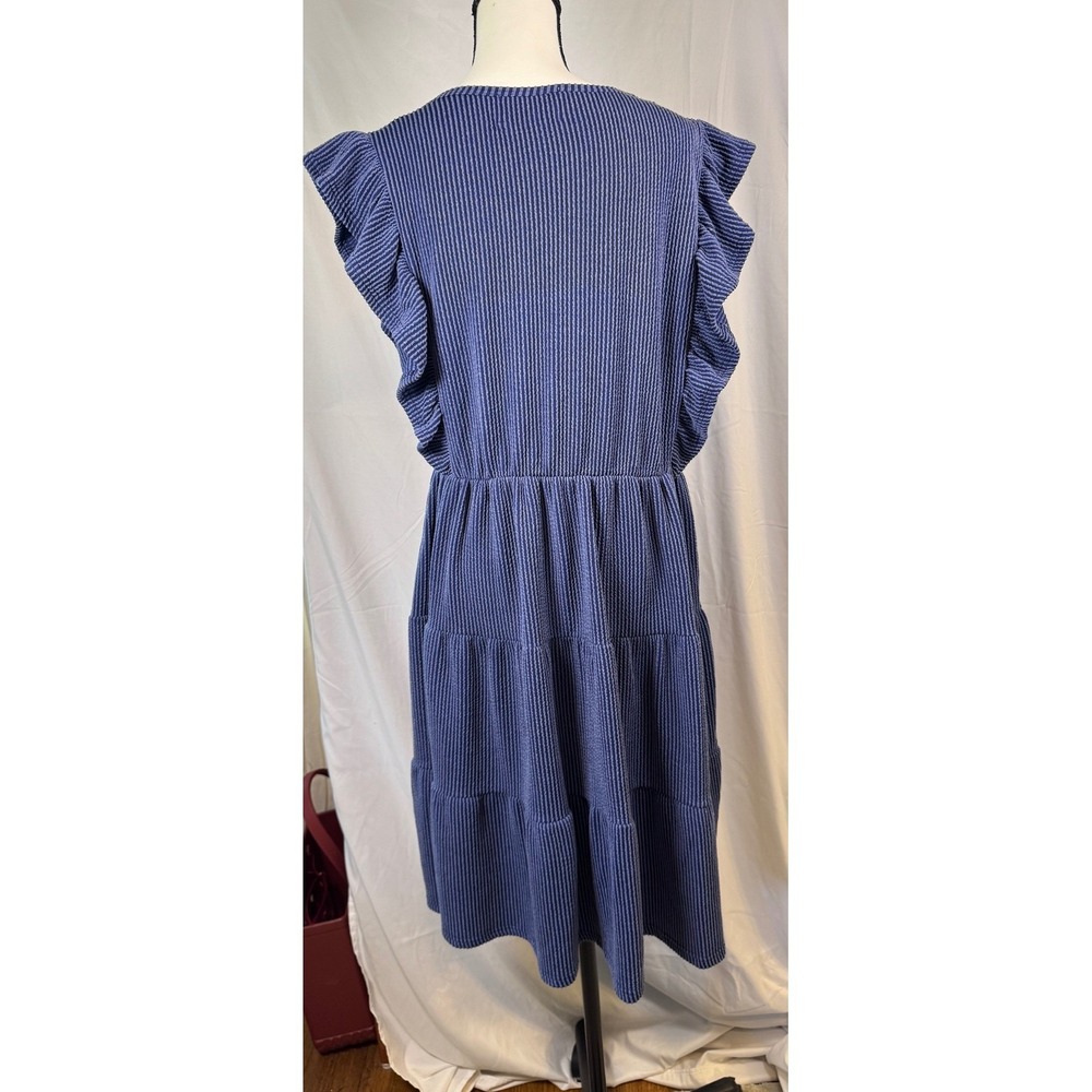 Simply Southern Babydoll Dress Womens XXL Blue Ruffle Tiered Ribbed Excellent - Picture 3 of 6